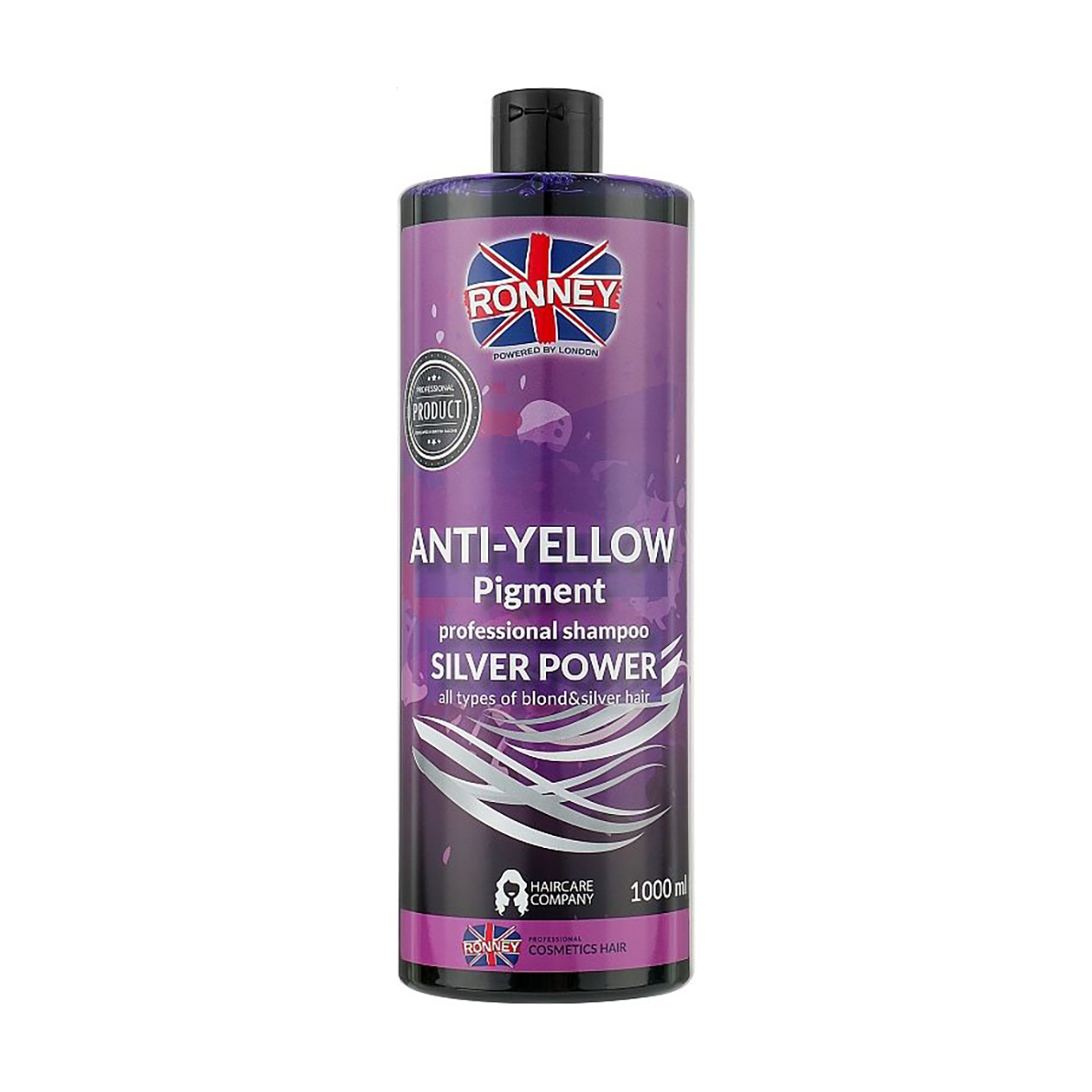 Шампунь Ronney Anti-Yellow Pigment Silver Power Shampoo для нейтралізації жовтизни волосся, 1 л